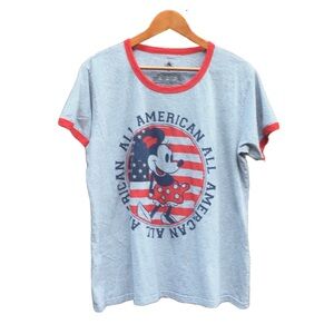 Minnie Mouse T-Shirt All American Grey Heather Red Ringer Tee Plus 2XL Disney